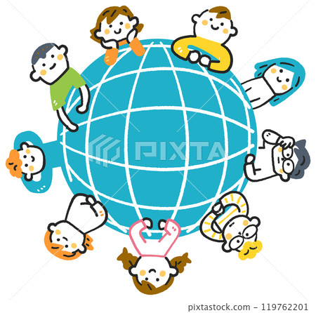 Elementary school students surrounding the earth Stock illustration material Elementary school students surrounding the earth Stock illustration material 119762201