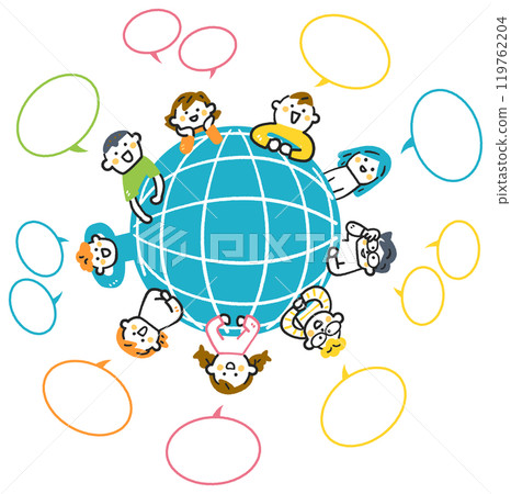 小學生在全球進行對話 庫存插圖素材 119762204