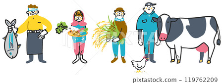 Stock illustration material of producers who support Japanese food set Stock illustration material of producers who support Japanese food set 119762209