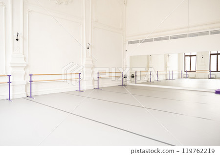 Empty spacious area for ballet and dance classes Empty spacious area for ballet and dance classes 119762219