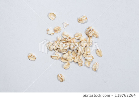 Scattered oatmeal top macro view Scattered oatmeal top macro view 119762264