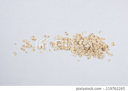 Scattered oatmeal top macro view Scattered oatmeal top macro view 119762265