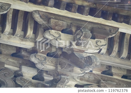 老廟鐘樓-簷下實木結構 119762376