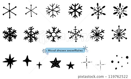 Snowflakes, patterns and cute hand drawn illustrations set 119762522