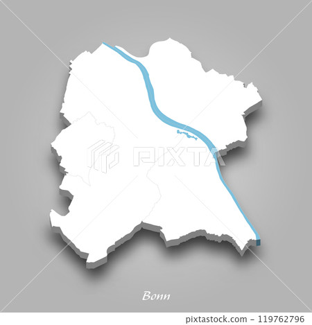 3D Map of Bonn with Waterways Highlighted 119762796