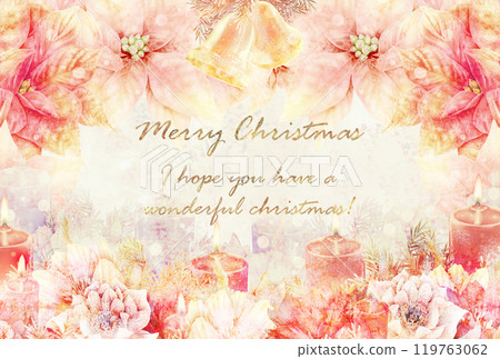Christmas postcard with text, red Christmas postcard with text, red 119763062