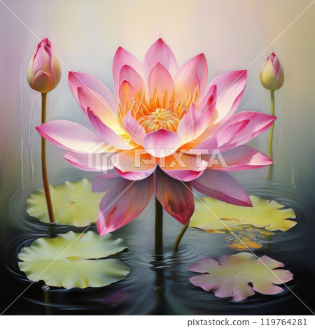 the ai generated image, pink lotus flower, 119764281