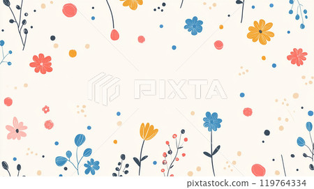 Pop floral and dot background 119764334