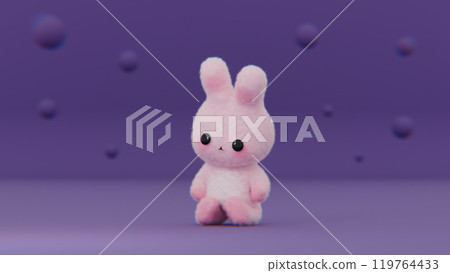 Cute little chibi bunny. 3d render, 3d illustration. 119764433