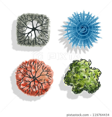 Vector tree pictograms in color for design3 119764434
