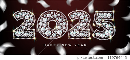 2025figurines diamonds confetti silver vector realistic eps10 2025figurines diamonds confetti silver vector realistic eps10 119764443