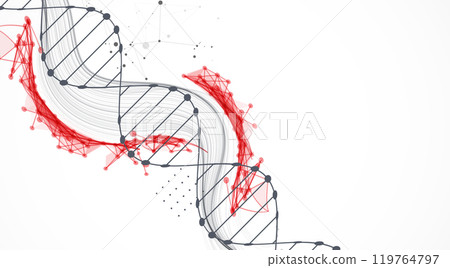 Science template, wallpaper or banner with a DNA molecules. Hand drawn vector. 119764797