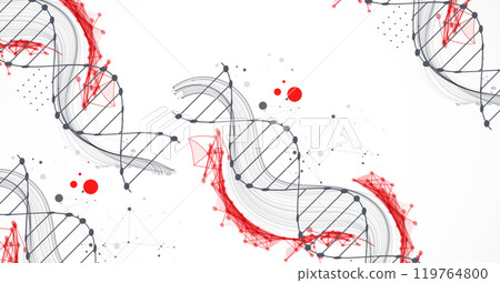 Science template, wallpaper or banner with a DNA molecules. Hand drawn vector. 119764800