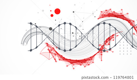Science template, wallpaper or banner with a DNA molecules. Hand drawn vector. Science template, wallpaper or banner with a DNA molecules. Hand drawn vector. 119764801