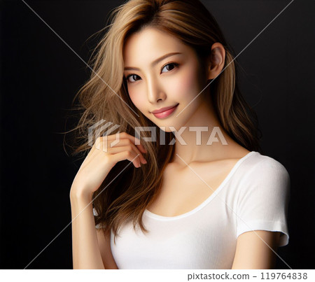 White T-shirt beautiful woman White T-shirt beautiful woman 119764838