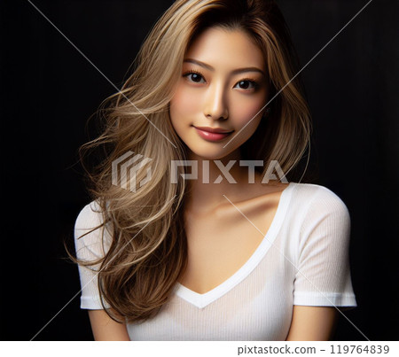 White T-shirt beautiful woman White T-shirt beautiful woman 119764839