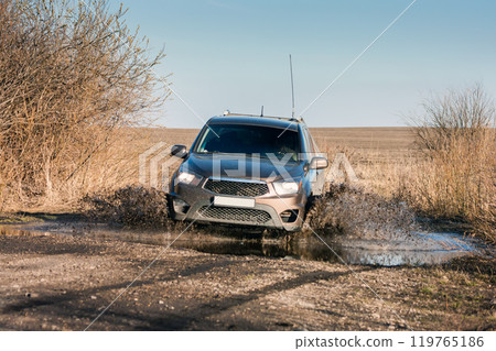 Pick up car rides on the mud puddle Pick up car rides on the mud puddle 119765186