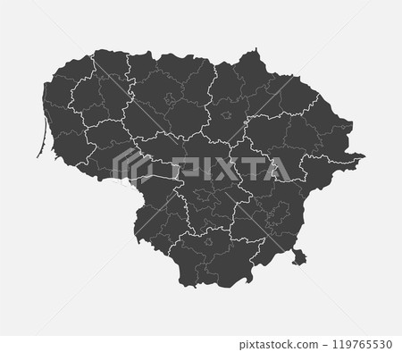 Vector map country Lithuania divided on regions 119765530