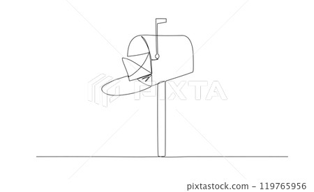 Mailbox one continuous line illustration. Hand drawn doodle sketch 119765956