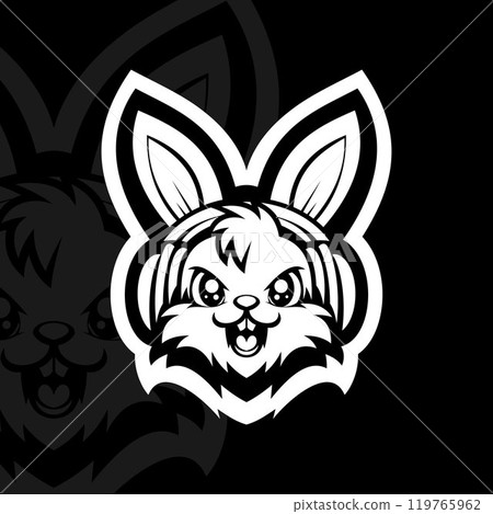 Bunny mascot esport logo illustration, black white Bunny mascot esport logo illustration, black white 119765962