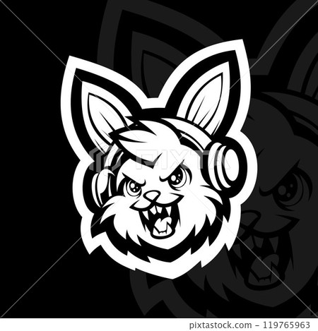Bunny with headphone mascot esport illustration Bunny with headphone mascot esport illustration 119765963