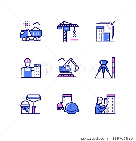 Building and construction - line design style icons set 119765980