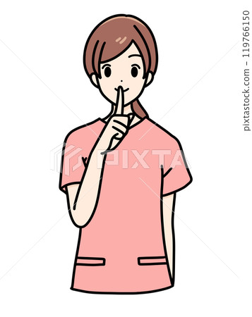 女護士前站姿勢擦洗上半身示意安靜 119766150