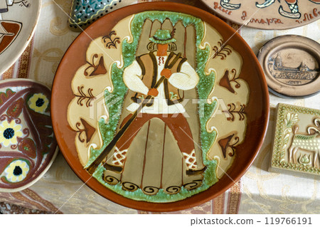 Ukrainian plate. Clay ceramics. Old decor. Ukrainian plate. Clay ceramics. Old decor. 119766191
