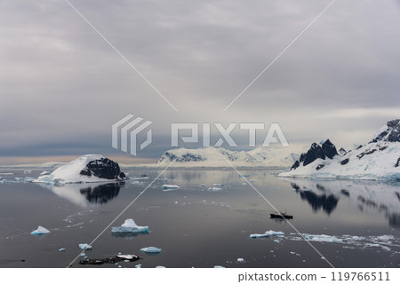 Beautiful seascape with iceberg at sea in Antarctic  119766511