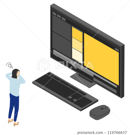 女性在影片編輯/等軸測方面遇到困難 119766637