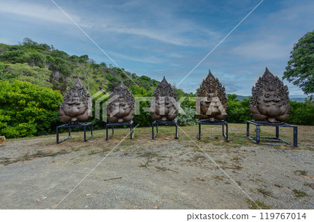 Landmark of The statues of Bodhisattva Valley, focus selective Landmark of The statues of Bodhisattva Valley, focus selective 119767014