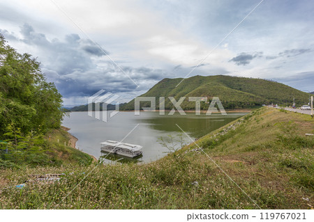 Top view of water in Kaeng Krachan Dam, focus selective Top view of water in Kaeng Krachan Dam, focus selective 119767021