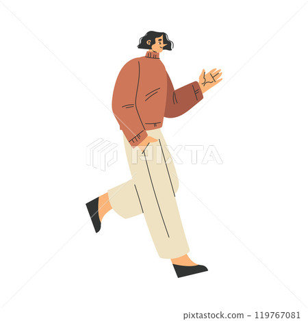 Man Character Walking in the Park Vector Illustration Man Character Walking in the Park Vector Illustration 119767081