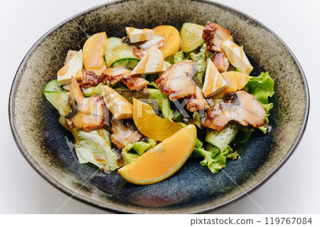 Eel salad with citrus and tofu, a fusion of flavors for gourmet dining and healthy eating Eel salad with citrus and tofu, a fusion of flavors for gourmet dining and healthy eating 119767084