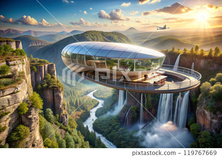 A futuristic, solar-powered airship A futuristic, solar-powered airship 119767669