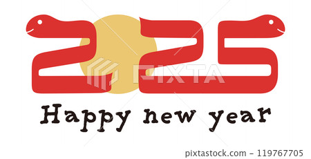 2025（令和7）蛇年標誌向量圖像素材，可用於新年賀卡 119767705