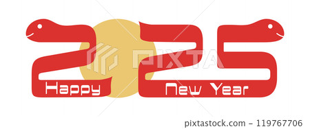 Vector image of a snake logo for the year of the snake 2025 (Reiwa 7) that can be used for New Year's cards 119767706