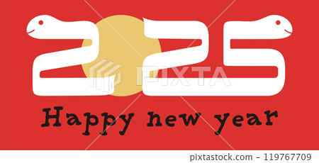 Vector image of a snake logo for the year of the snake 2025 (Reiwa 7) that can be used for New Year's cards 119767709
