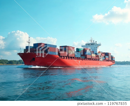 container cargo ship, container cargo, transportation industrial concept, control logistic network, logistics and shipping industry, 119767835
