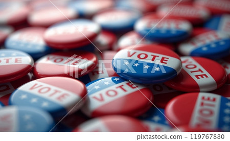 election buttons background, vote USA 2024, Democratic election, voter, ballot, candidate and president icons, voting on election day, Background With Copy-Space, election buttons background, vote USA 2024, Democratic election, voter, ballot, candidate and president icons, voting on election day, Background With Copy-Space, 119767880