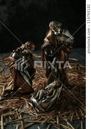 figurines of the holy family on the straw figurines of the holy family on the straw 119768182