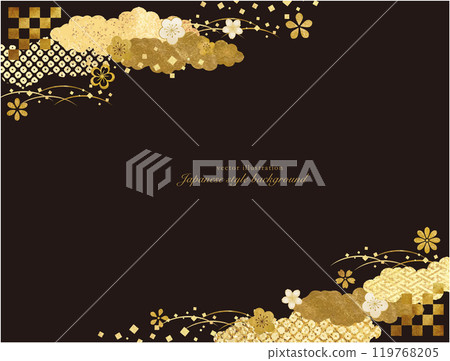 New Year's card with a gold motif and Japanese pattern 119768205