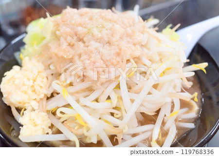 "A hearty Jiro-style ramen with plenty of fat and bean sprouts. 119768336
