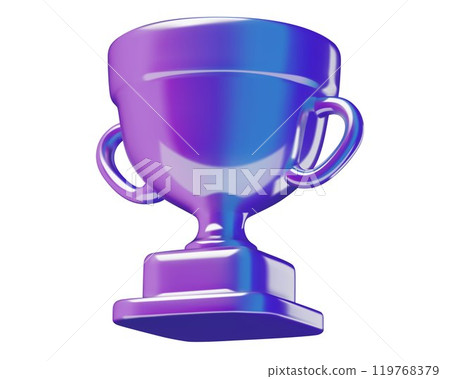 Purple and blue holographic winner trophy prize or award 3D vector icon 119768379