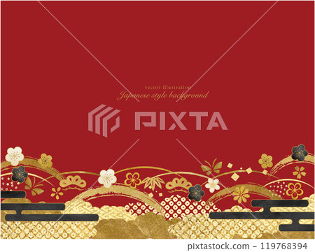 金色圖案日式新年賀卡 金色圖案日式新年賀卡 119768394