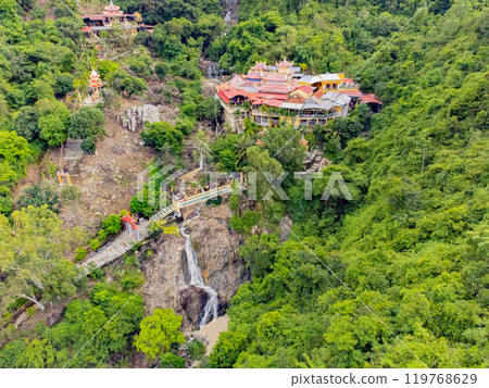 The Buddhist temple in the rock. 119768629