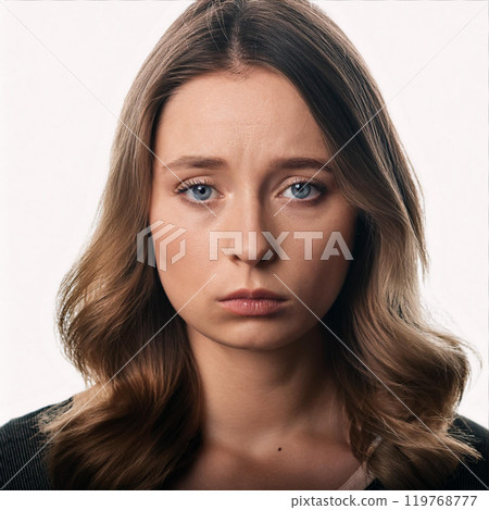Disappointed woman's face 119768777