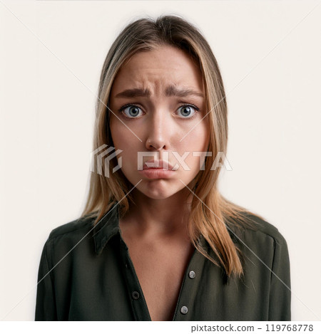Disappointed woman's face 119768778