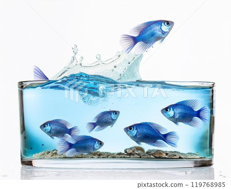 Bluefish jumping out of the tank Bluefish jumping out of the tank 119768985