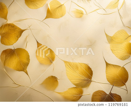 Japanese paper texture image material: Leaf pattern, brown 119769181